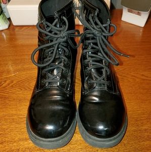 Black patent leather boots. Size 6.5.